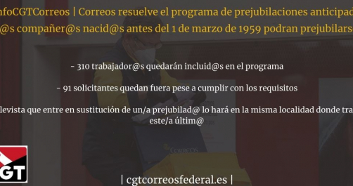 #InfoCGTCorreos | Jubilaciones por contrato de relevo