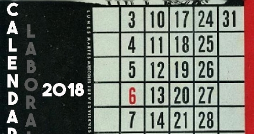 Calendario Laboral 2018 | Ninguna mejora para la plantilla